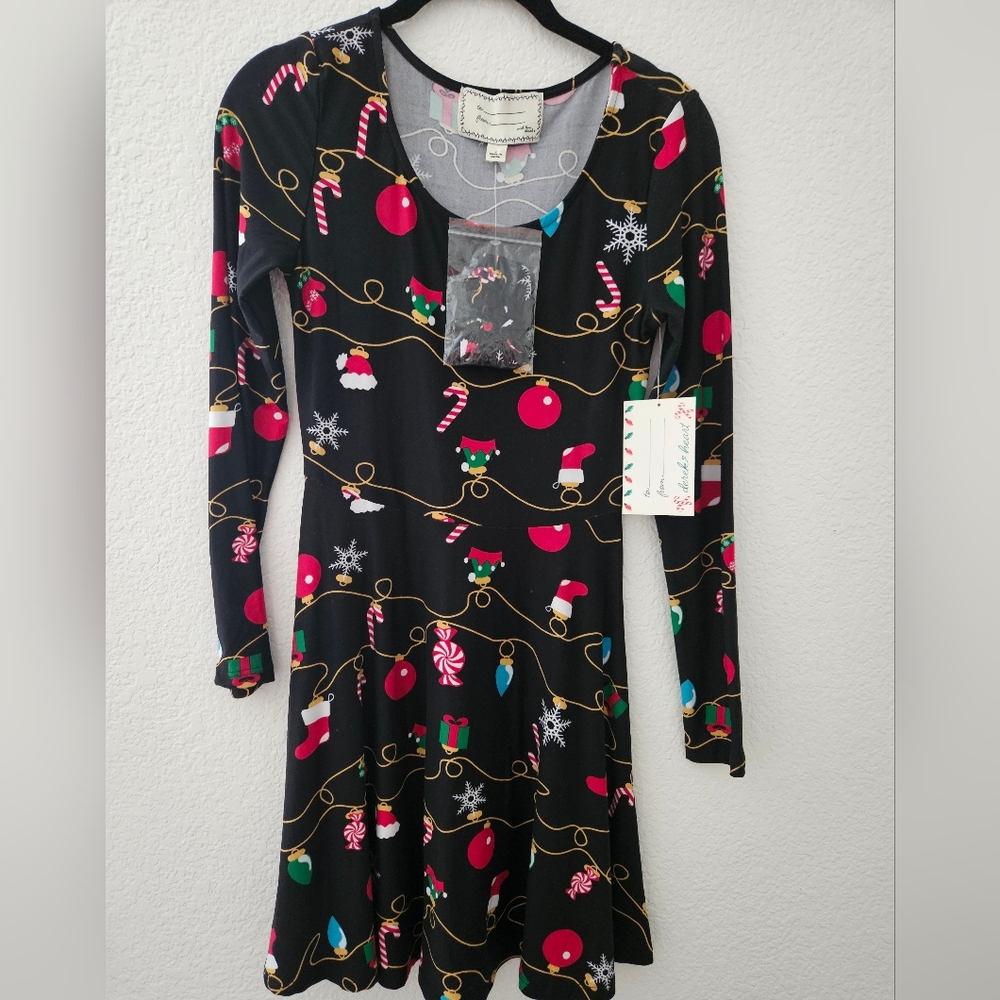 Derek Heart Christmas Print Dress